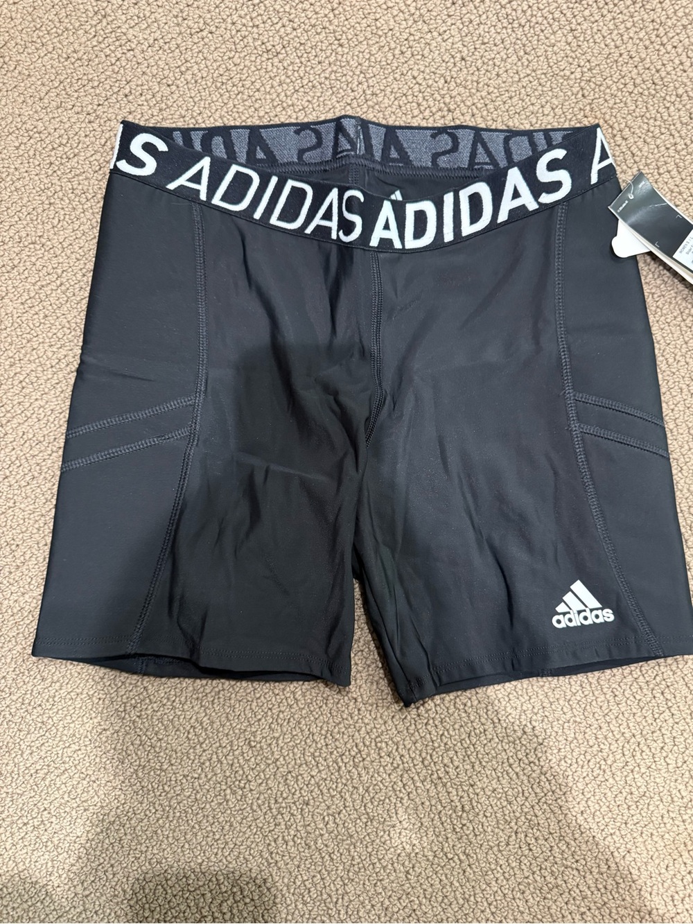 adidas Black Women's Compression Sliding Shorts with Logo Waistband